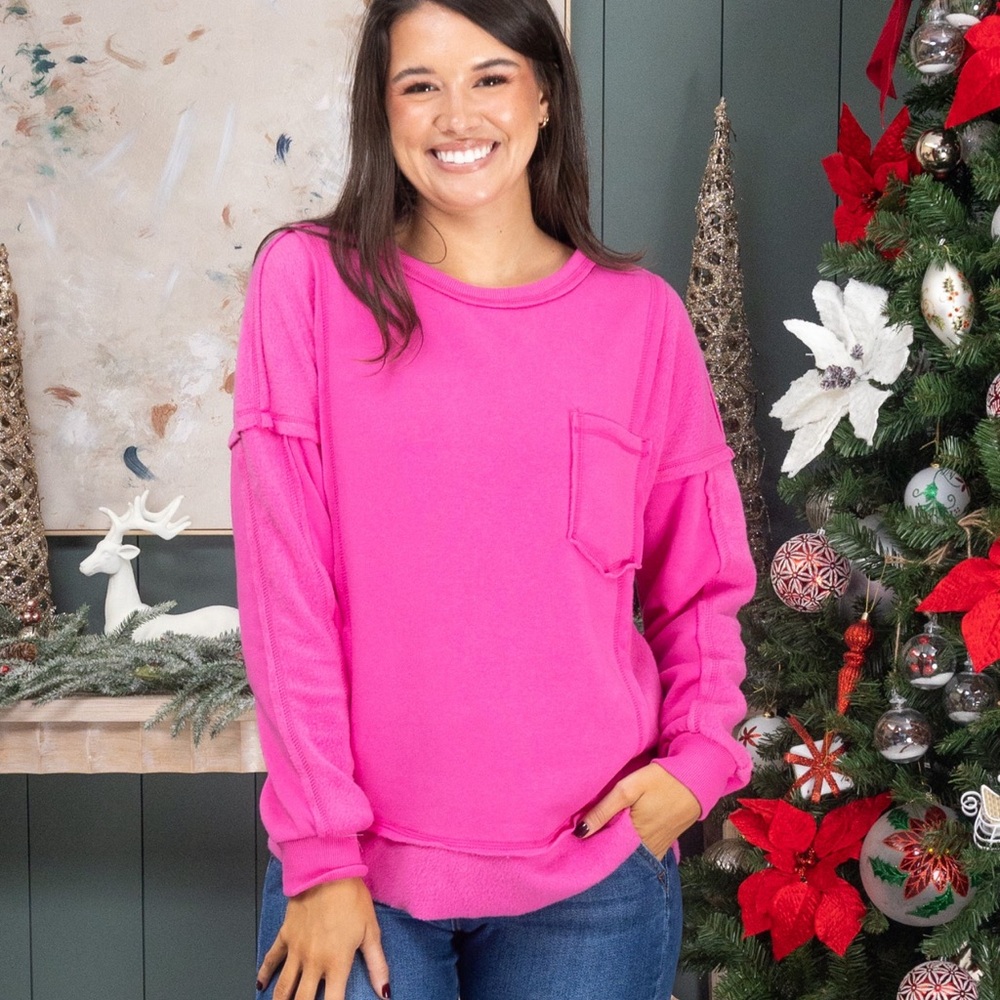 Vibrant Pink Sweatshirt with Pocket. New with tags